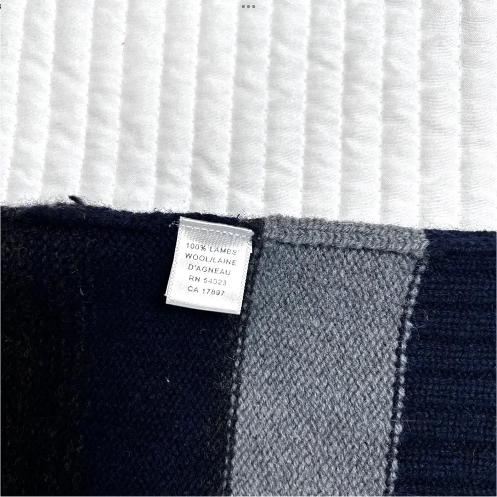 Vtg Banana Republic 100% Lambs Wool Turtleneck Sweater Mens XL Navy Striped